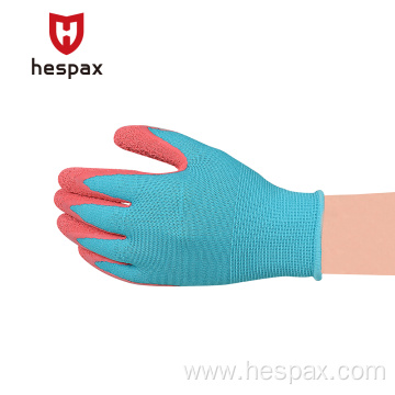 Hespax Anti-slip Gardening Crinkle Latex Children Gloves